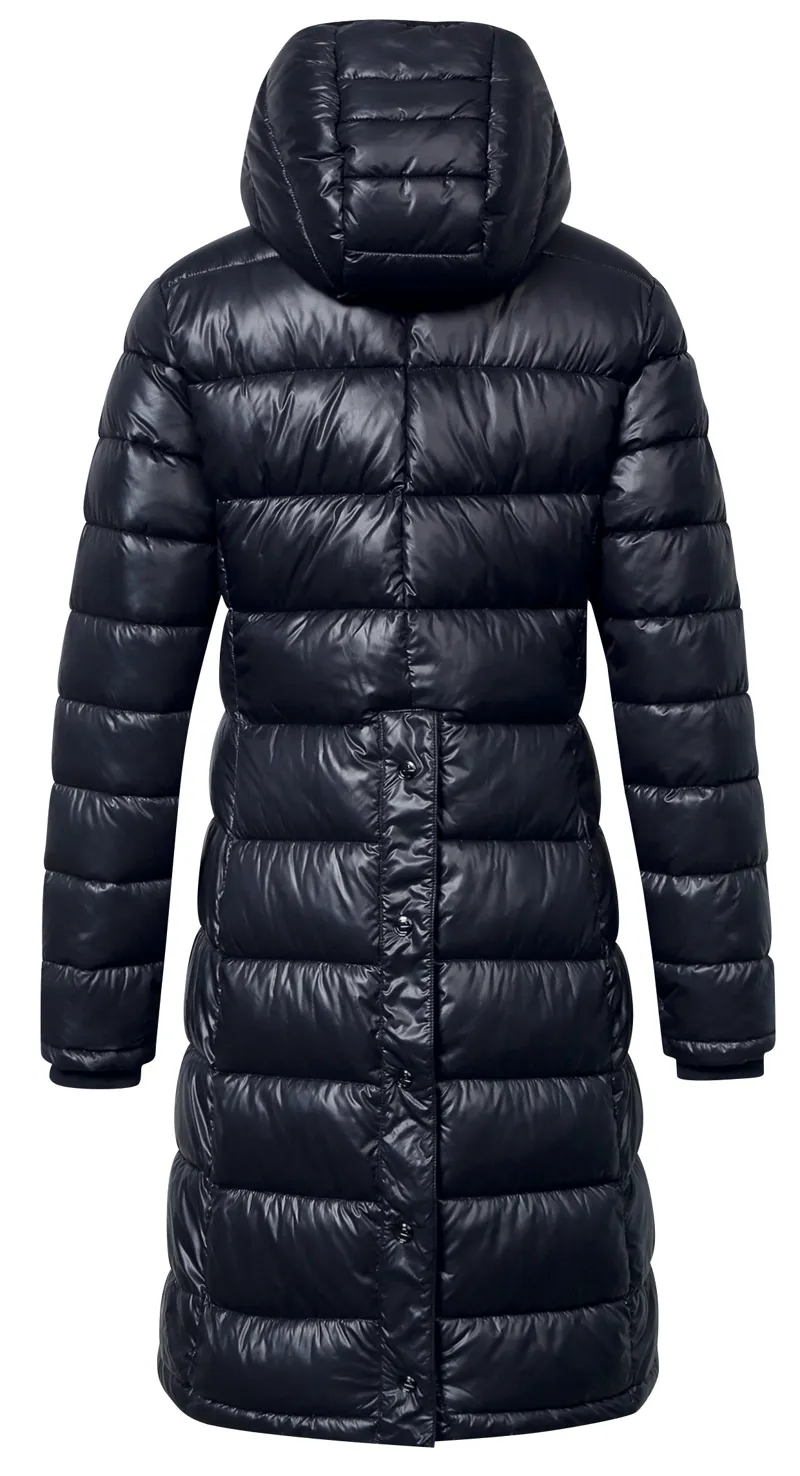 Covalliero Quilted Long Coat Dark Navy-1